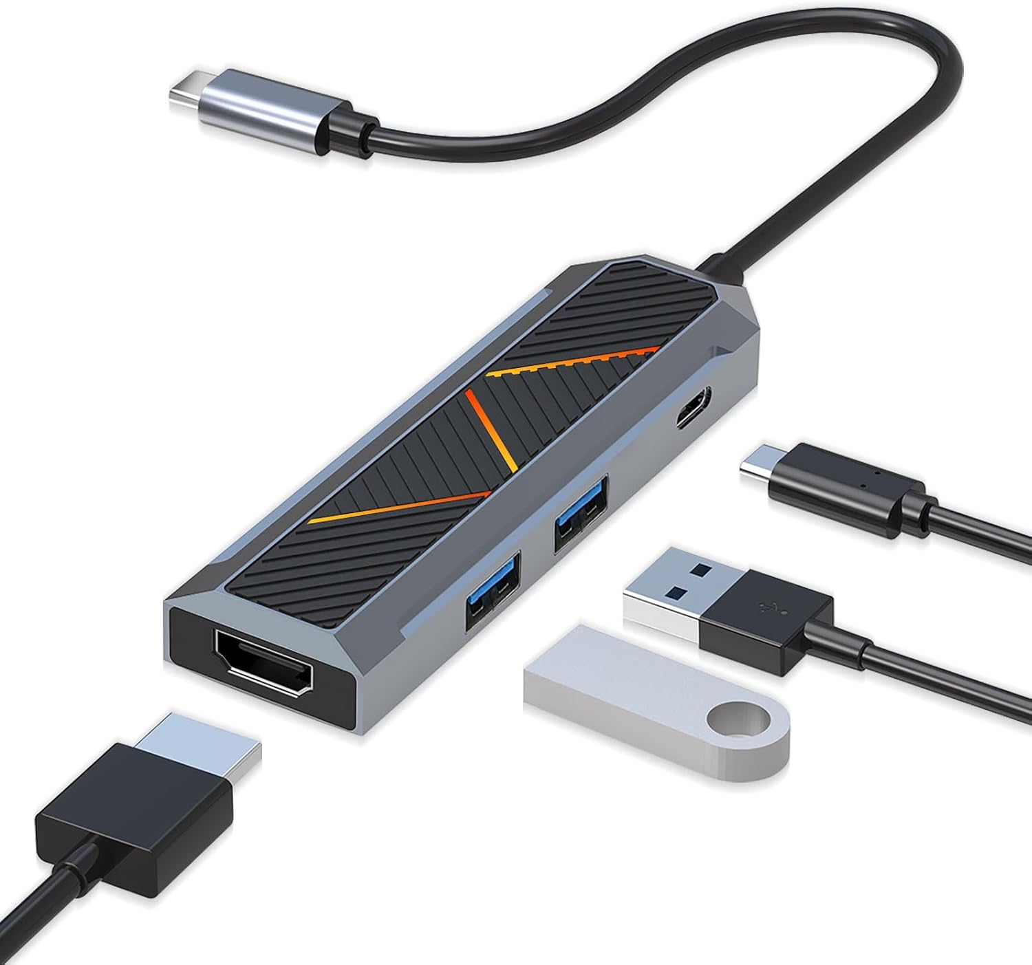 4-in-1 USB-C-hub met 4K 60Hz HDMI-splitter