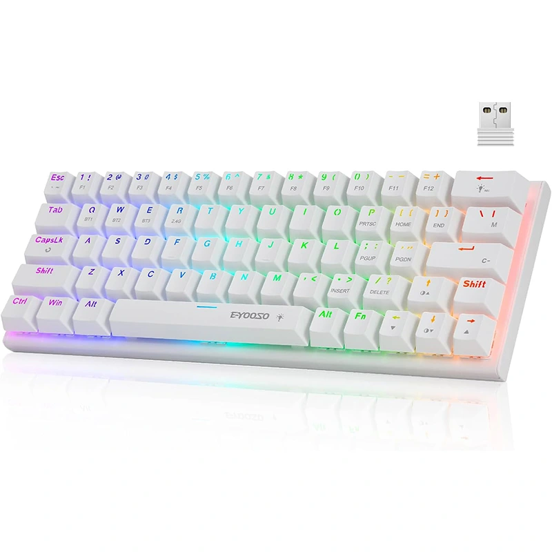 Draadloos BT 2,4GHz type-c mechanisch gamingtoetsenbord met 63 RGB-toetsen