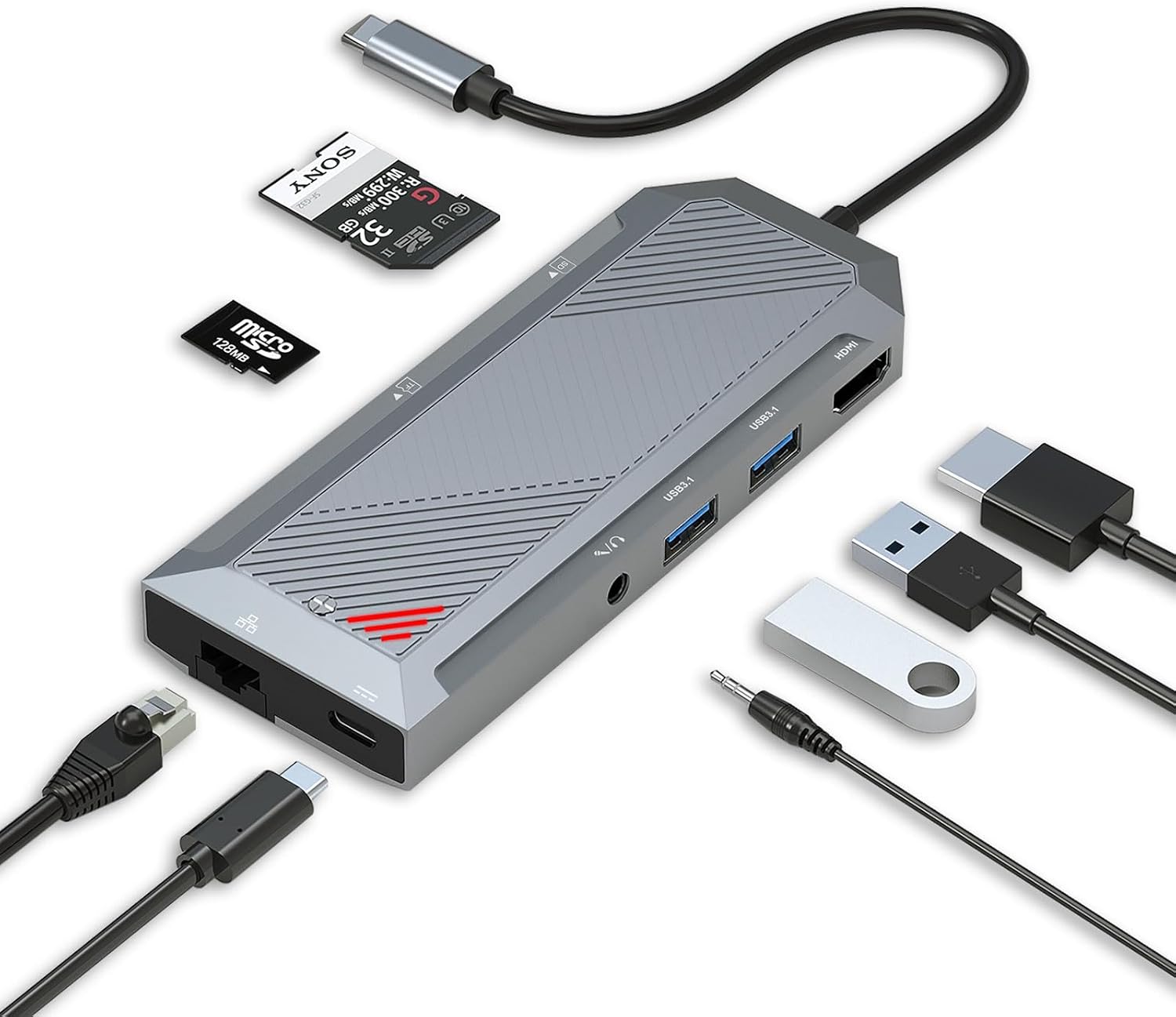 9-in-1 USB-C hub met SSD-behuizing voor M.2 NVMe 4K 60Hz HDMI-splitter