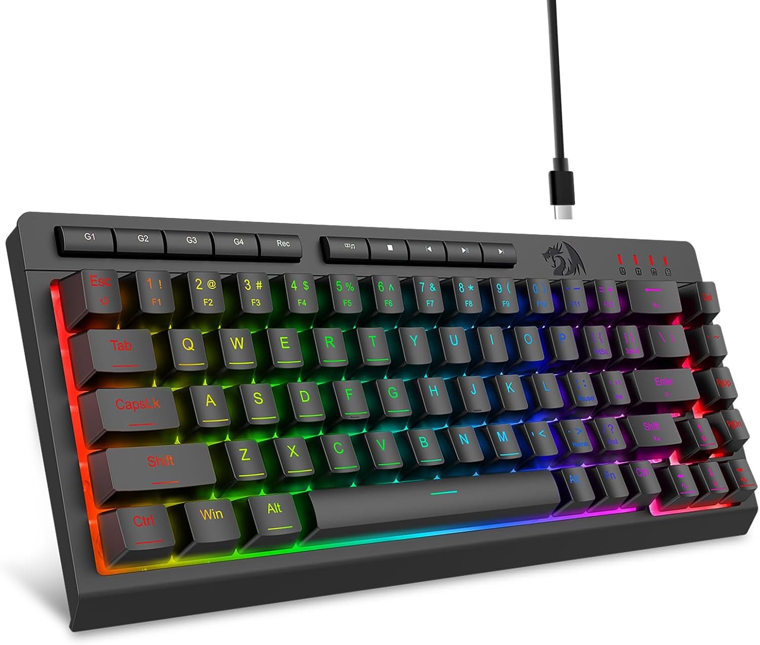 Zwart K519 bedraad gaming-toetsenbord met RGB-achtergrondverlichting
