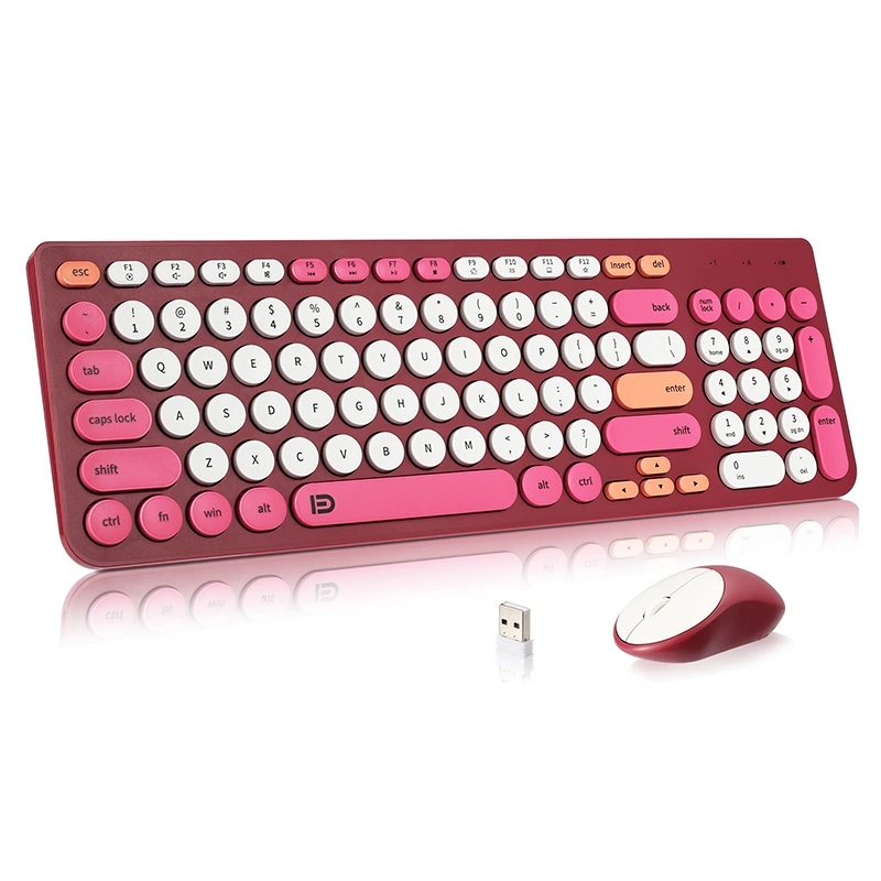 Draadloos toetsenbord en muiscombinatie met ronde keycaps 2.4GHz